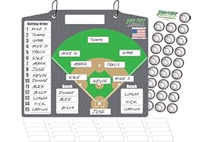 PRO-TUFF DECALS Coaches Helper Magnetic Dugout Board for Lineup and Field Position Baseball Magnet Board Magnet Board Bonus Baseball Award Decals Plus Extra Name Strips