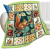 Quorant Squirrel Throw Blanket Woodland Animal Print Blankets Gifts for Couch Sofa Bed Stuff Decor Soft Cozy Fleece Plush Flannel Bedding for Lover Men Women Girls Boys 40"x50"