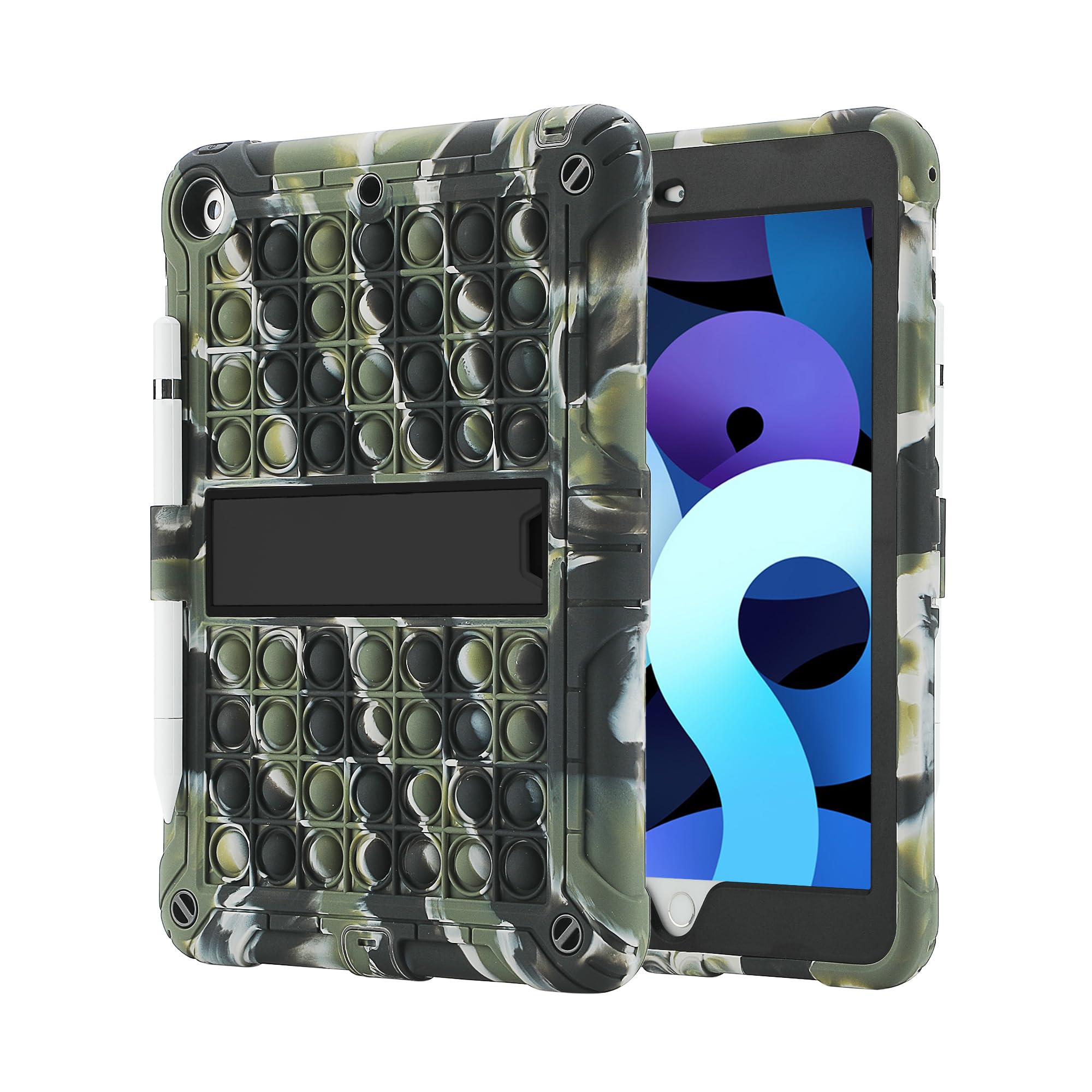 XZC Case for iPad 6th Generation/5th Generation (9.7 inch 2018/2017 Model)/iPad Air 2/iPad Pro 9.7 Shockproof Cover with Pencil Holder and Strap (Camouflage)