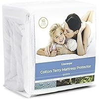 Linenspa Cotton Terry Mattress Top Protection-Hypoallergenic-Waterproof-Blocks Dust Mites, Allergens, Accidents…