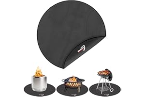 DocSafe 48" Round Fire Pit Mat, 4-Layer Fireproof Under Grill Mat Heat Insulated Indoor Fireplace Pad Protector for Decks,Patios,Grass,BBQ Smoker, Portable Reusable Oil-Proof and Waterproof, Black