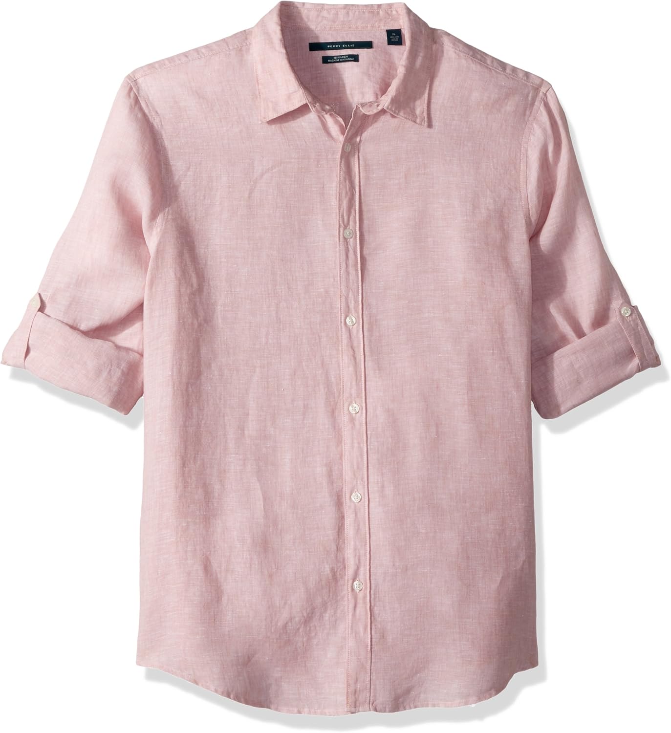 Perry Ellis Men's Long Sleeve Solid Linen Button-up Chambray Shirt at  Men’s Clothing store