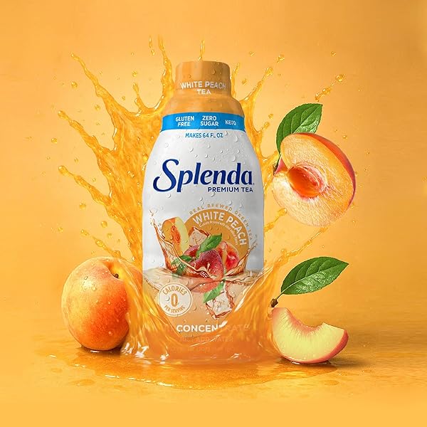 SPLENDA PREMIUM WHITE PEACH TEA 1:1 CONCENTRATE, ZERO SUGAR, GLUTEN FREE, REAL BREWED TEA, 32 FL OZ