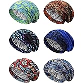 Sintege 6 Pcs Satin Lined Bonnet Sleep Chemo Hat Stretch Cancer Cap for Women Men Cancer Patient African Silk Soft Beanie(Adorable Patterns)
