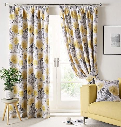 Sofia Ocre Or Jaune Entièrement Doublé Plissés Rideaux 46