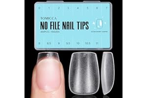 TOMICCA Extra Short Coffin Nail Tips, 450Pcs Full Cover Gel Nail Tips for Extension Manicure, 15 Sizes Acrylic Pre-shaped Double-sided Matte Fake Nails with Box