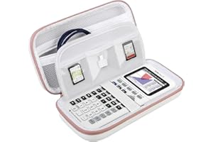 BOVKE Hard Calculator Case for Texas Instruments TI-84 Plus CE Color Graphing Calculator/TI-84 Plus/TI-83 Plus CE, Extra Zipped Pocket for USB Cables, Charger, Manual and More, White