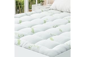 JOLLYDAY Queen Mattress Pad - Bamboo Viscose Mattress Protector, Quilted Fitted Pillow Top Mattress Topper with Deep Pocket, 