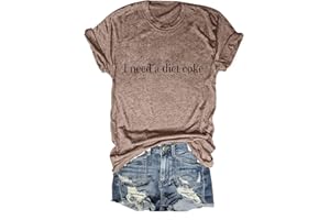 GAQEUWR Women Summer Tops, I Need A Diet Coke Shirt, Crew Neck Short Sleeve Blouse Funny Letter Print Shirts Tees