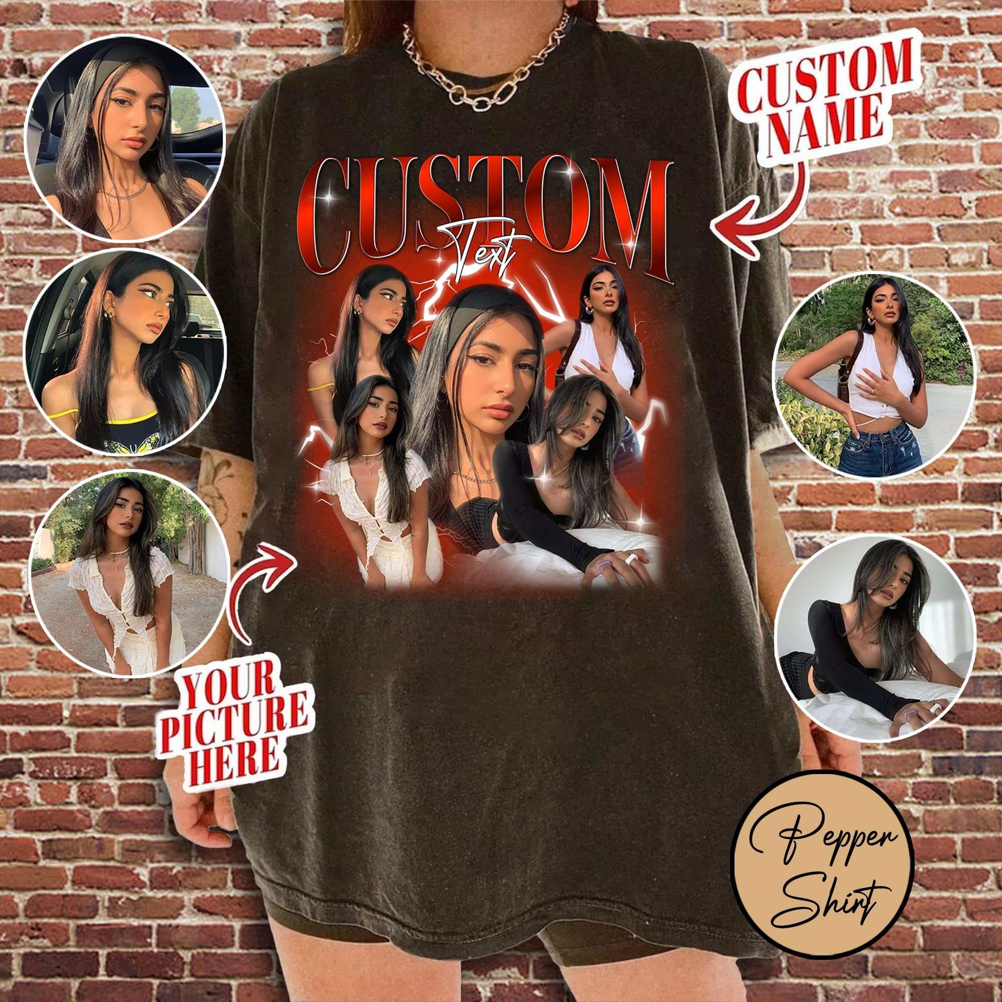 NAZENTI Custom Bootleg Rap Tee, Custom T-Shirts with Picture, Retro Custom Bootleg, Valentine's Gifts for Him Her