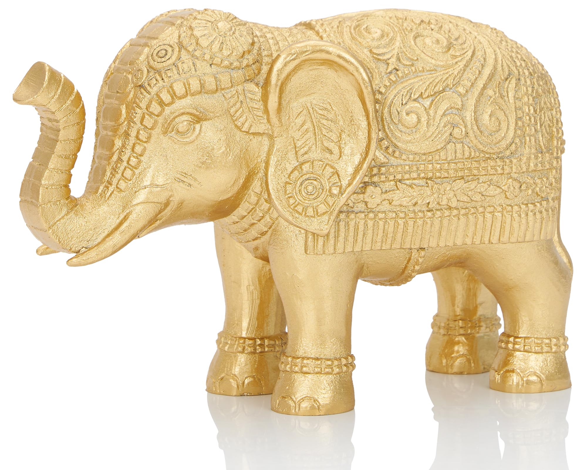 Photo 1 of BOIHEGU Elephant Statue Home Decor, Symbol of Luck and Prosperity, 9 inch Resin Gold Accent Good Lucky Elephant Housewarming Gifts for Women Men Office Desk Decoration