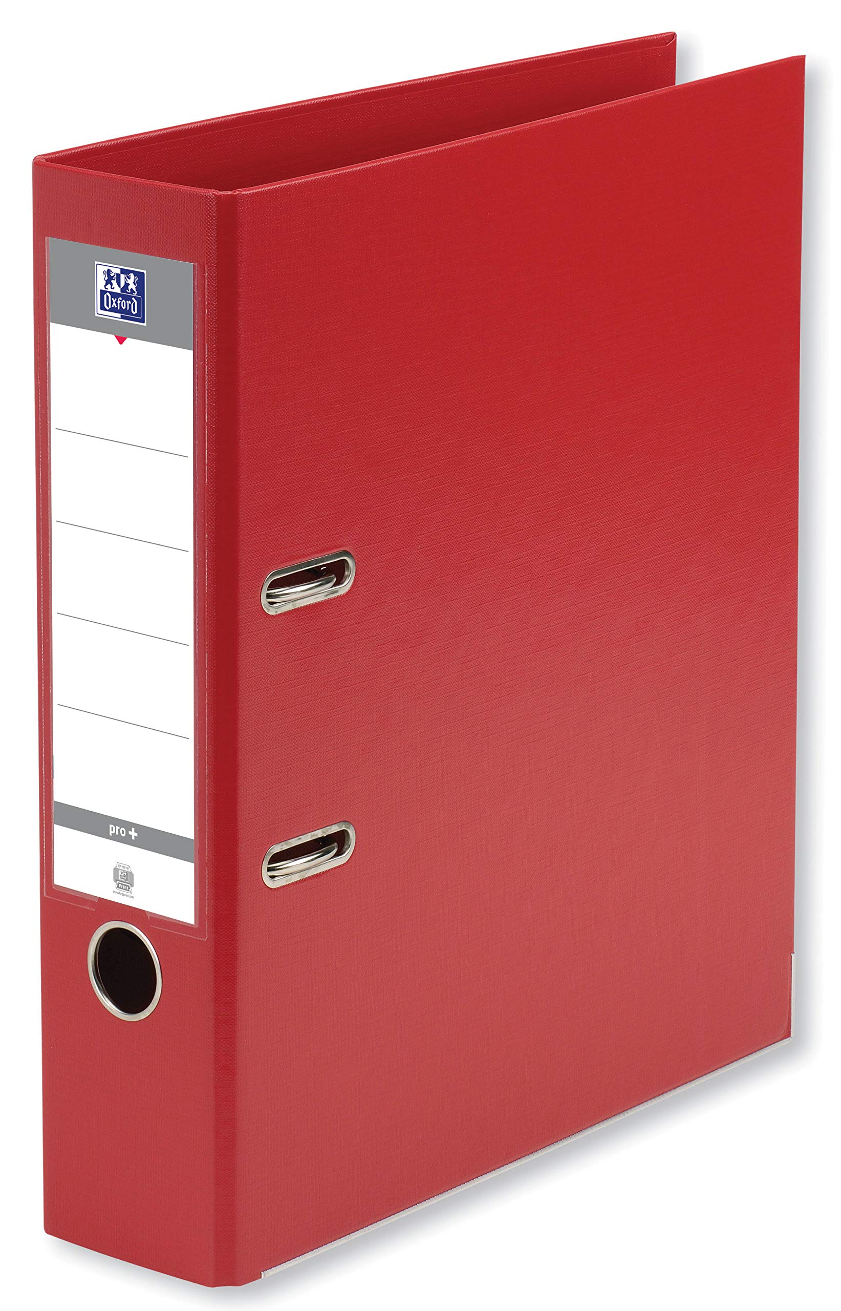 OXFORD Smart Pro+ A4XL Lever Arch File 80 mm Spine 2 Rings Polypropylene Cover Red