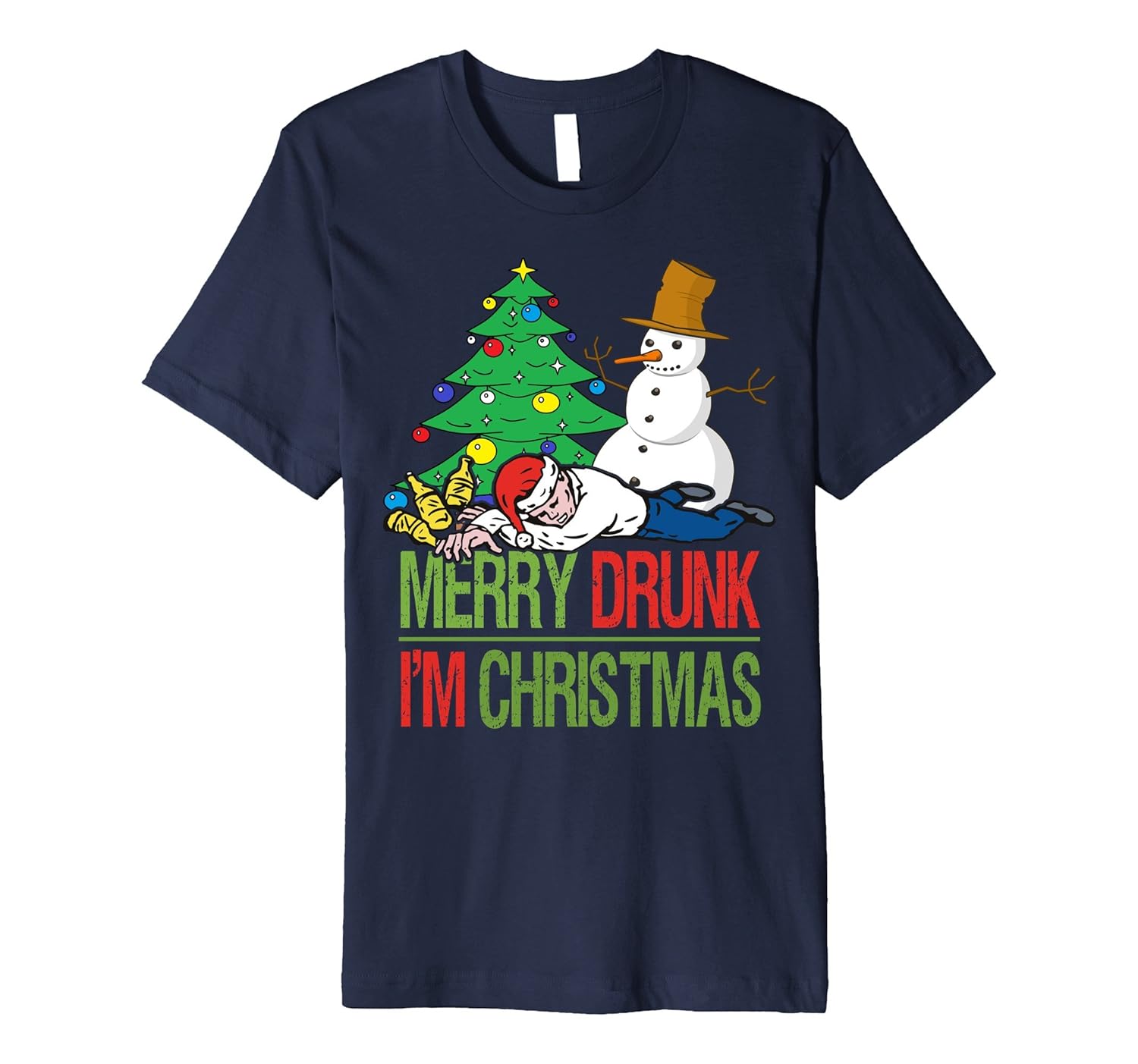 Merry Drunk I'm Christmas Funny Premium T-shirt-ANZ