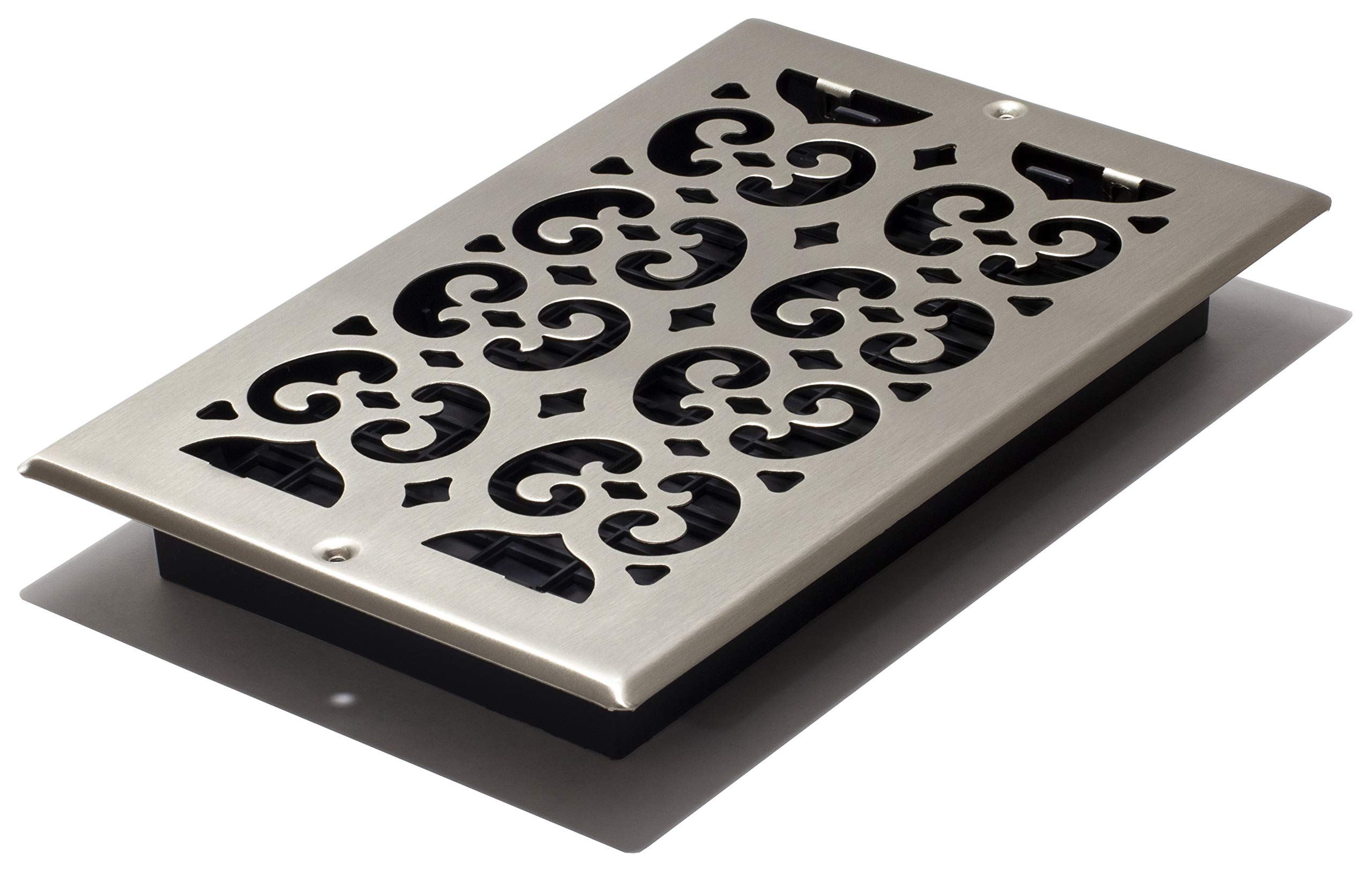 Decor Grates SP610W-NKL Scroll Design Wall/Ceiling Register, 6x10, Brushed Nickel Finish