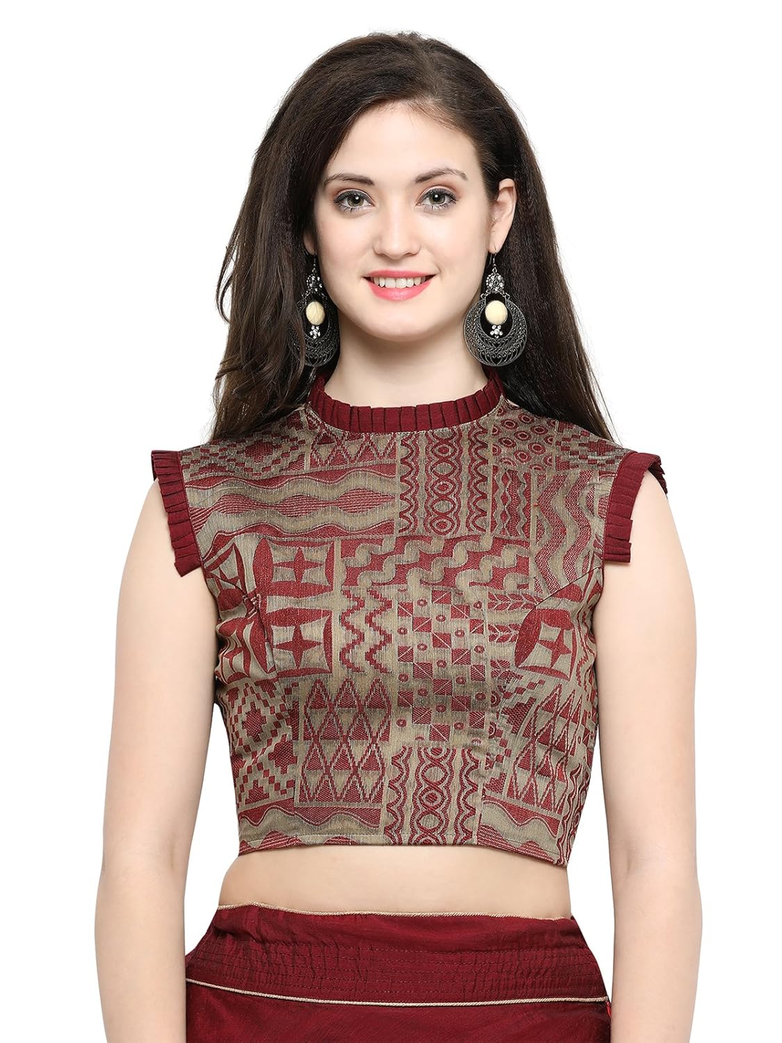 inddus women's cotton lehanga choli (ind-ifw-117-d _maroon_ free size)