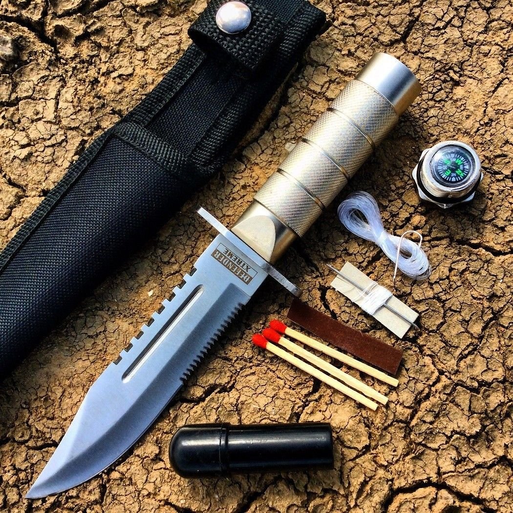 Rambo Knife Survival Kit Survivor Hunting Knife Black Tactical Rambo