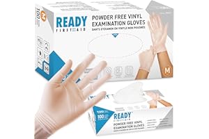 Ready First Aid - Disposable Vinyl Gloves, Medical Grade Powder-Free Latex-Free Nitrile-Free Ambidextrous Examination Gloves 