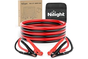 Nilight Jumper Cables for Car Battery 10 Gauge 12 FT Booster Cable Heavy Duty 200 A CCA with Carrying Bag Jump Start Emergency Kit Pickup Vans SUV Sedan Motorcycle
