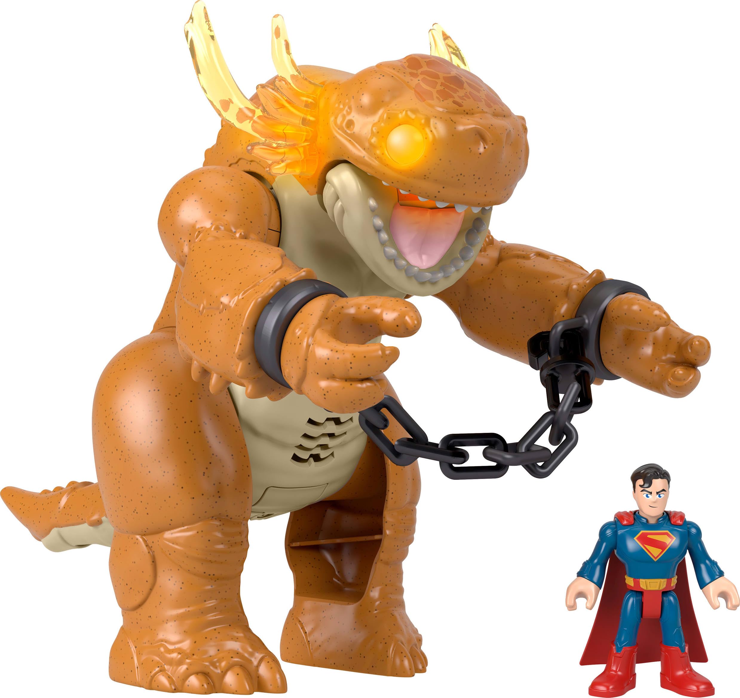 Fisher-Price Imaginext Superman Toy with Lights, Sounds, Motion & 3-inch Action Figure, 10-inch Monster with Chains, JDL07