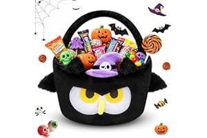 GEWUJATOP Halloween Gift Basket,Trick or Treat Candy Bags Bucket for Kids,Halloween Bucket for Trick or Treating,Black Owl Spooky Boo Basket Gift Bags for Kids