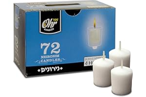 OHR CANDLES Ohr 4 Hour Neironim Candles, Shabbat and Small Votive Wax Candle, 72 Count