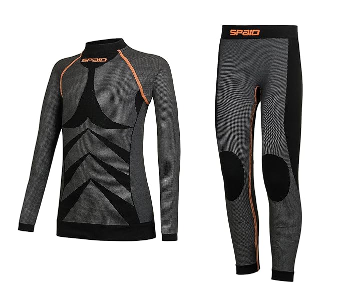 SPAIO ® Set - Unisex Kinder Funktionsunterwäsche Thermowäsche Skiunterwäsche, warm, weich, atmungaktiv und Flachnahttechnik, 