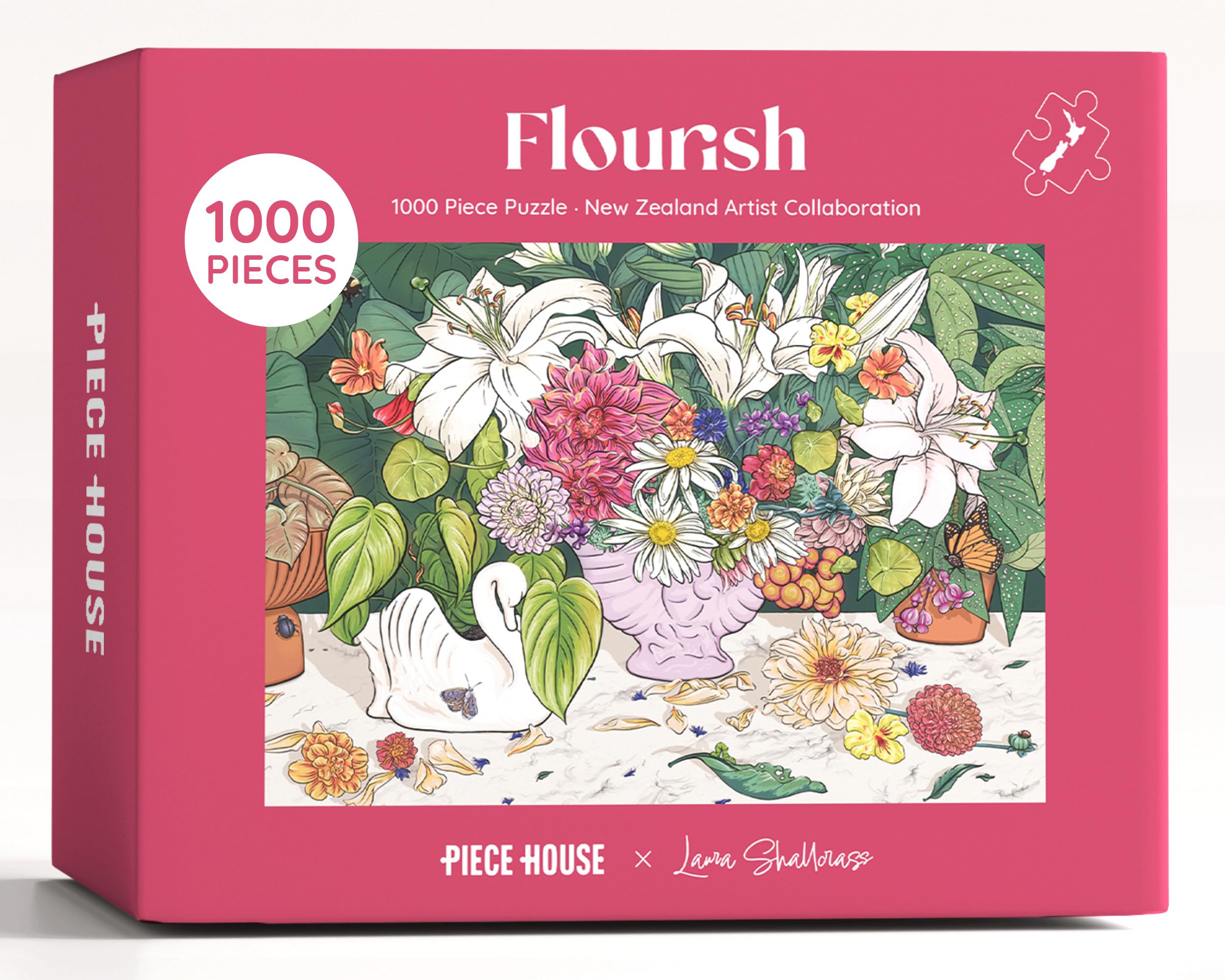 PieceHouse Jigsaw Puzzle for Adults 1000 Pieces | Flourish with Nature’s Beauty | New Zealand Artist Laura Shallcrass | Premium Quality, Vibrant and Unique Design | Challenging Puzzle Experience