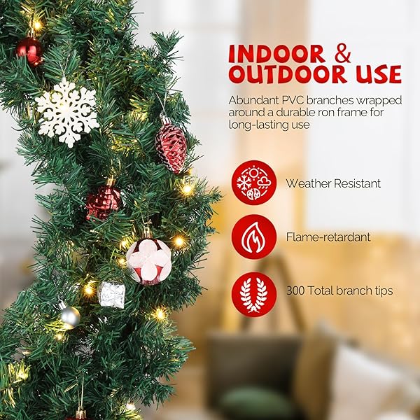 VINGLI PRE-LIT ARTIFICIAL CHRISTMAS WREATH FOR FRONT DOOR, WINDOWS, GREEN CHRISTMAS WREATH DECORATIONS WITH FORESTED BRANCHES, XMAS WREATH W/BOW, PINE CONES, ORNAMENTS, REMOTE CONTROL, TIMER, 36 INCH