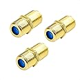 Cable Matters Paquete de 3, acoplador coaxial tipo F chapado en oro para acoplador RG6 / tipo F coaxial RG6