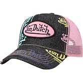 Von Dutch Monogram Trucker Cap, Mesh Back, Curved Bill, Snapback | Bold Multicolor Camo Print with a Signature Embroidered Patch, Breathable Design Keeps You Cool from the Gym to the Streets