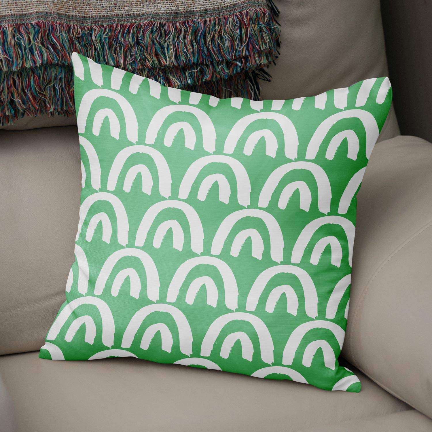 Bonamaison Decorative Cushion Cover Petrol Green & White, Throw Pillow Covers, Home Decorative Pillowcases for Livingroom, Sofa, Bedroom, Size: 43X43 Cm - Designed and Manufactured in Turkey