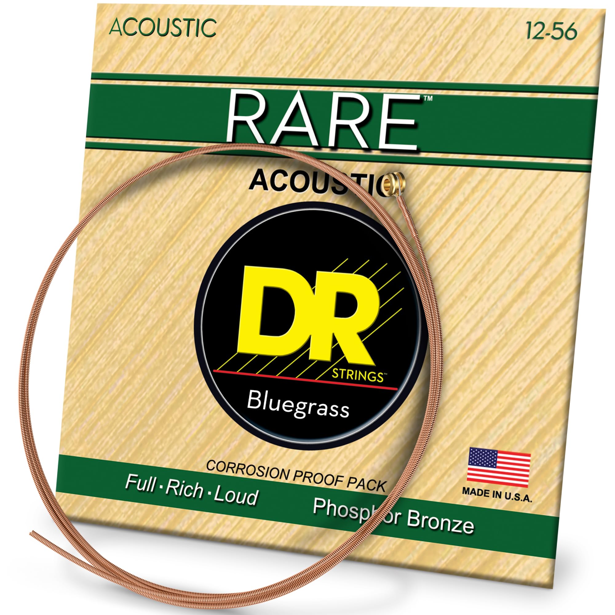 DR Strings RARE™ - Phosphor Bronze Acoustic Guitar Strings: Bluegrass 12-56