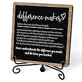 Difference Maker Gift, Inspirational Thank You Gifts For Women Men, Christmas Gifts, Motivational Farmhouse Office Decor, Wood Plaque Sign With Stand (K06)
