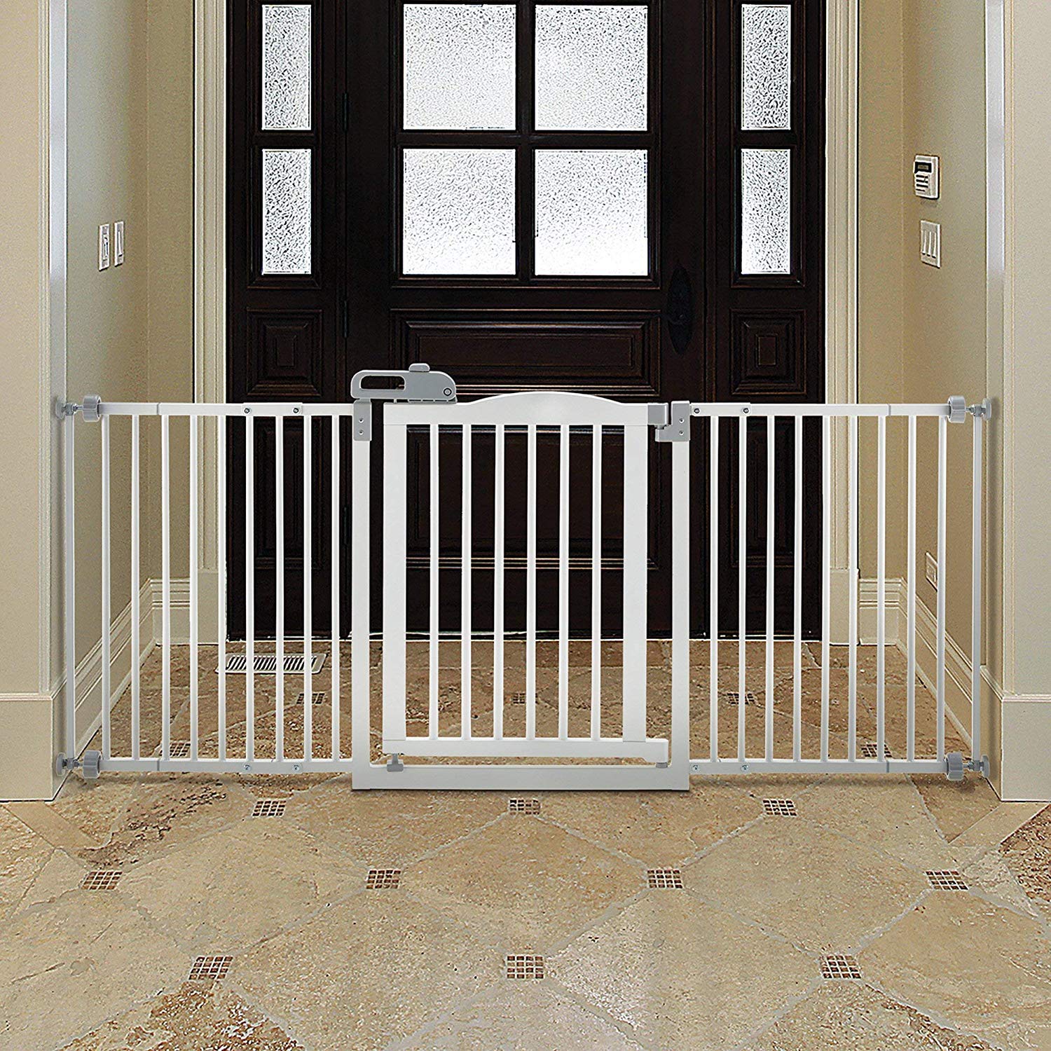Amazon Com Richell One Touch Wide Pressure Mounted Pet Gate Ii White Baby