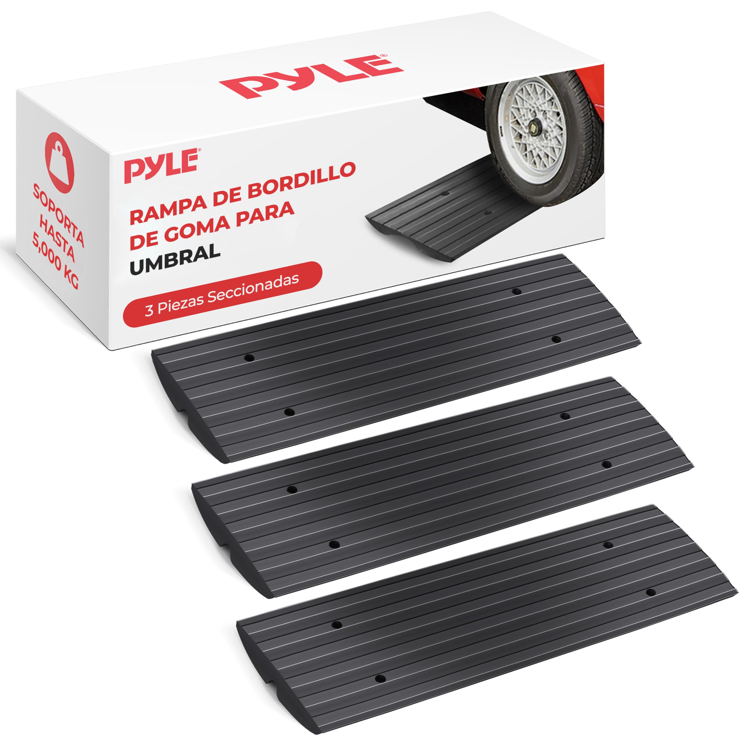 Photo 1 of **DIRT**Pyle Car Driveway Adjustable Curb Ramps - 3 Pack Heavy Duty Rubber Threshold Ramp Kit Set -For Loading Dock, Garage, Sidewalk, Truck, Scooter, Bike, Motorcycle & Wheelchair Mobility- PCRBDR23