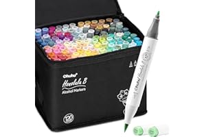 Ohuhu Alcohol Markers Brush Tip - 120-color AP Certificated Double Tipped Art Marker Set for Artist Adults Cozy Coloring Drawing Illustration - Brush and Fine Dual Tips - Honolulu B - Refillable