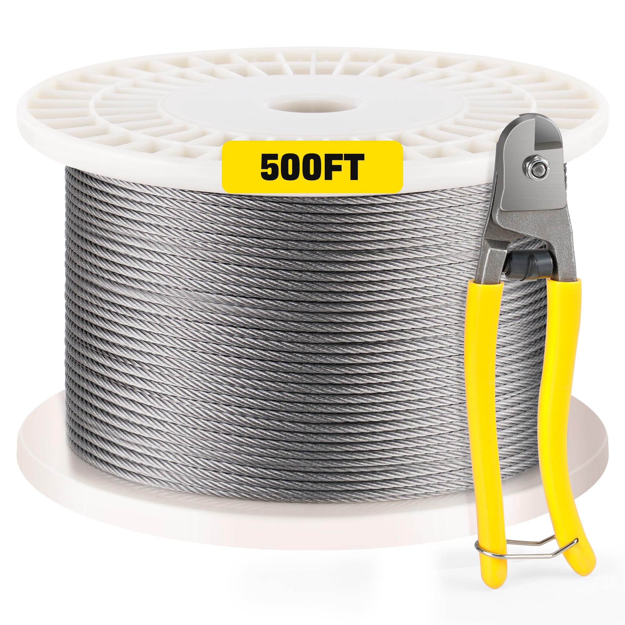 Photo 1 of Rengue 1/8 Stainless Steel Cable 1000 FT for Deck Cable Railing System, T316 Heavy-Duty 7x7 Strands Construction Deck Cable Railing Kit with DIY Balustrades, Deck Railing Kit Including Cutter