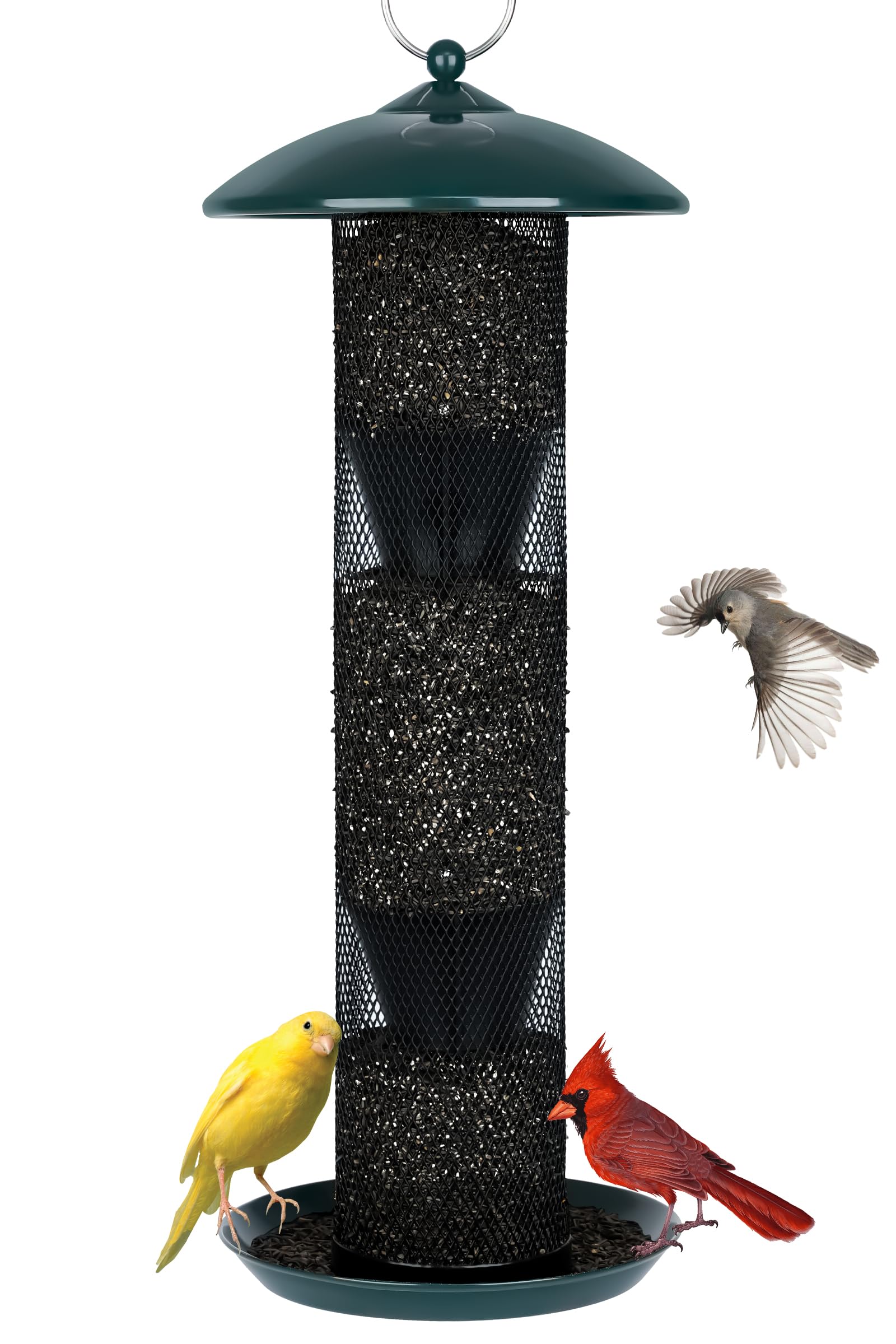 Photo 1 of Gtongoko Finch Bird Feeders for Outdoors 3.5 LB Capacity Squirrel Proof Metal Tube Bird Feeders Thistle & Nyjer Seed Hanging Feeder, Green