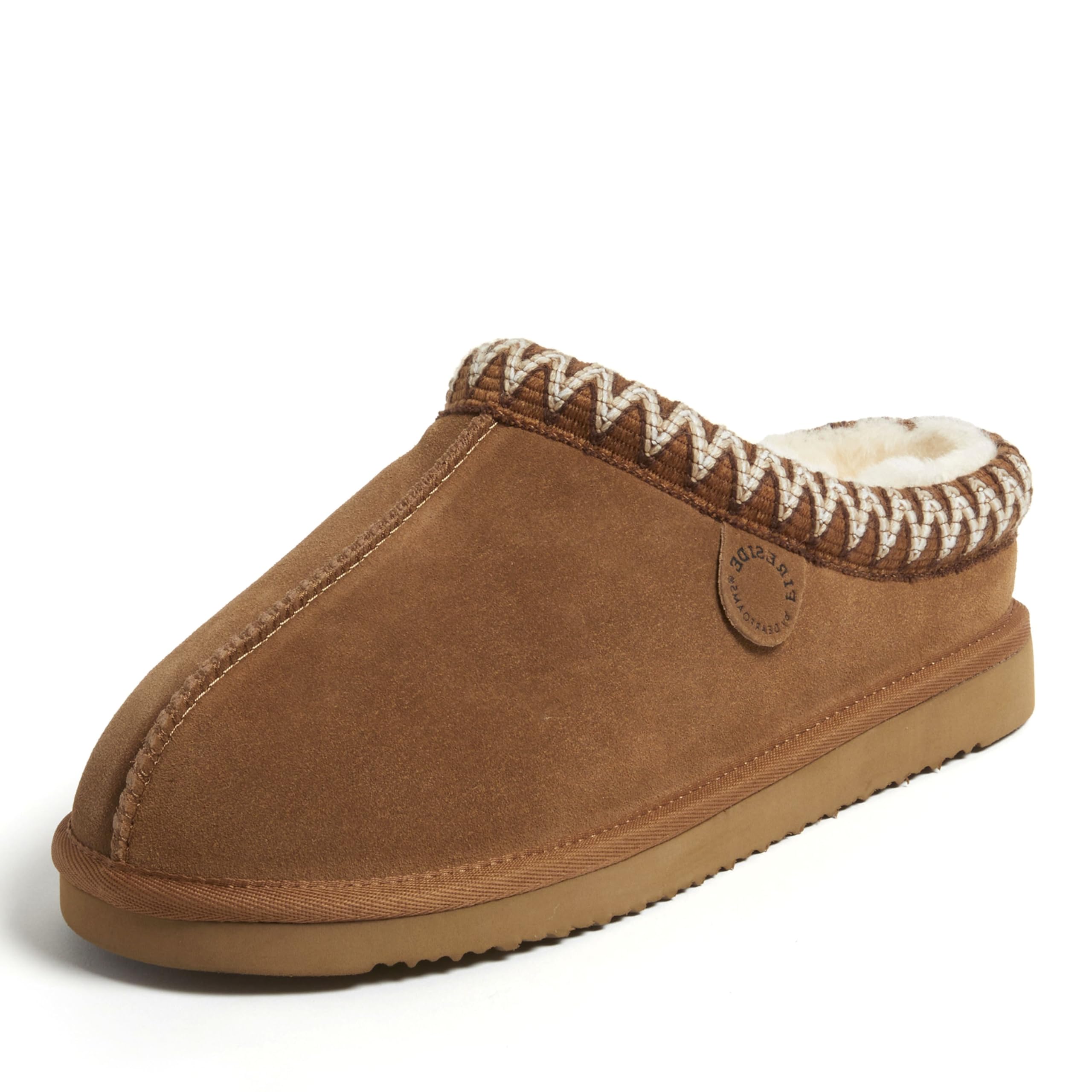 Greta Genuine Shearling Clog with Taping, Chestnut, 7 Image