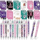 24 Sets Women's History Month Inspirational Gifts March Freedom Equality Girl Power Include Ballpoints Notebooks for March Women's History Month Demonstration Party Classroom Handout Supplies