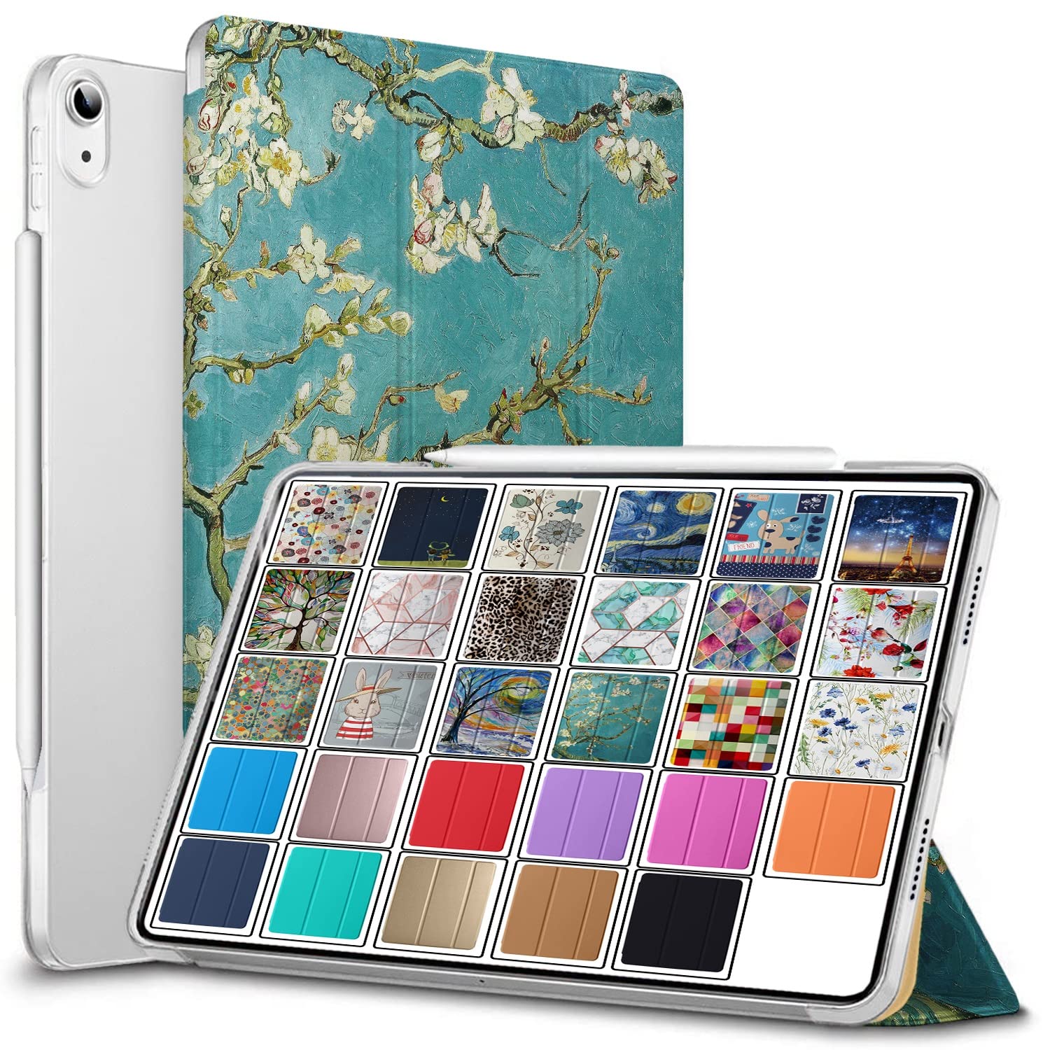 DuraSafe Cases for iPad mini 6th Gen 2021 8.3 Inch [ Mini 6 ] A2567 A2568 A2569 MK893B/A MLX43B/A MK8E3B/A MK8C3B/A Printed Slim Lightweight PC Dual Angle Stand Clear Flip Back Cover - Blossom — image 1
