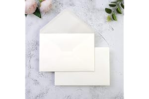 PONATIA 50 PCS/Pack A7 Envelopes, 5.25 x 7.5'' Matte Ivory Envelopes, Perfect 5x7 Envelopes for Wedding Invitation Cards, Christmas Gift Cards Envelopes, Acrylic Invitations, Photos