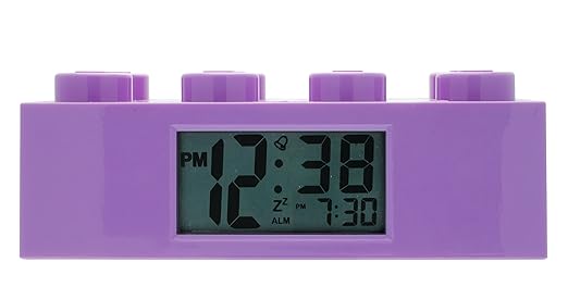 LEGO Friends 9009853 Violetter Kinder-Wecker, violett , Kunststoff , 7 cm hoch , LCD-Display , Junge/ Mädchen , offiziell