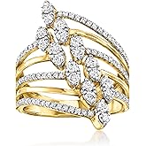Ross-Simons 1.00 ct. t.w. Diamond Multi-Row Navette Ring in 18kt Gold Over Sterling