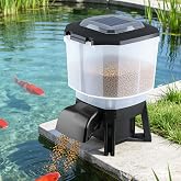 Solar Automatic Fish Feeder for Pond, Big Tank Auto Outdoor Koi Fish Feeder | Large Capacity 23L, Programmable Auto Timer, Battery &amp; AC Electric Power