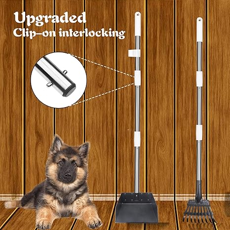 Tianyao Dog Pooper Scooper Upgraded Metal Pet Poop Tray And Rake Set For Small Medium Large Dogs Pet Waste Removal With Long Adjustable Handle