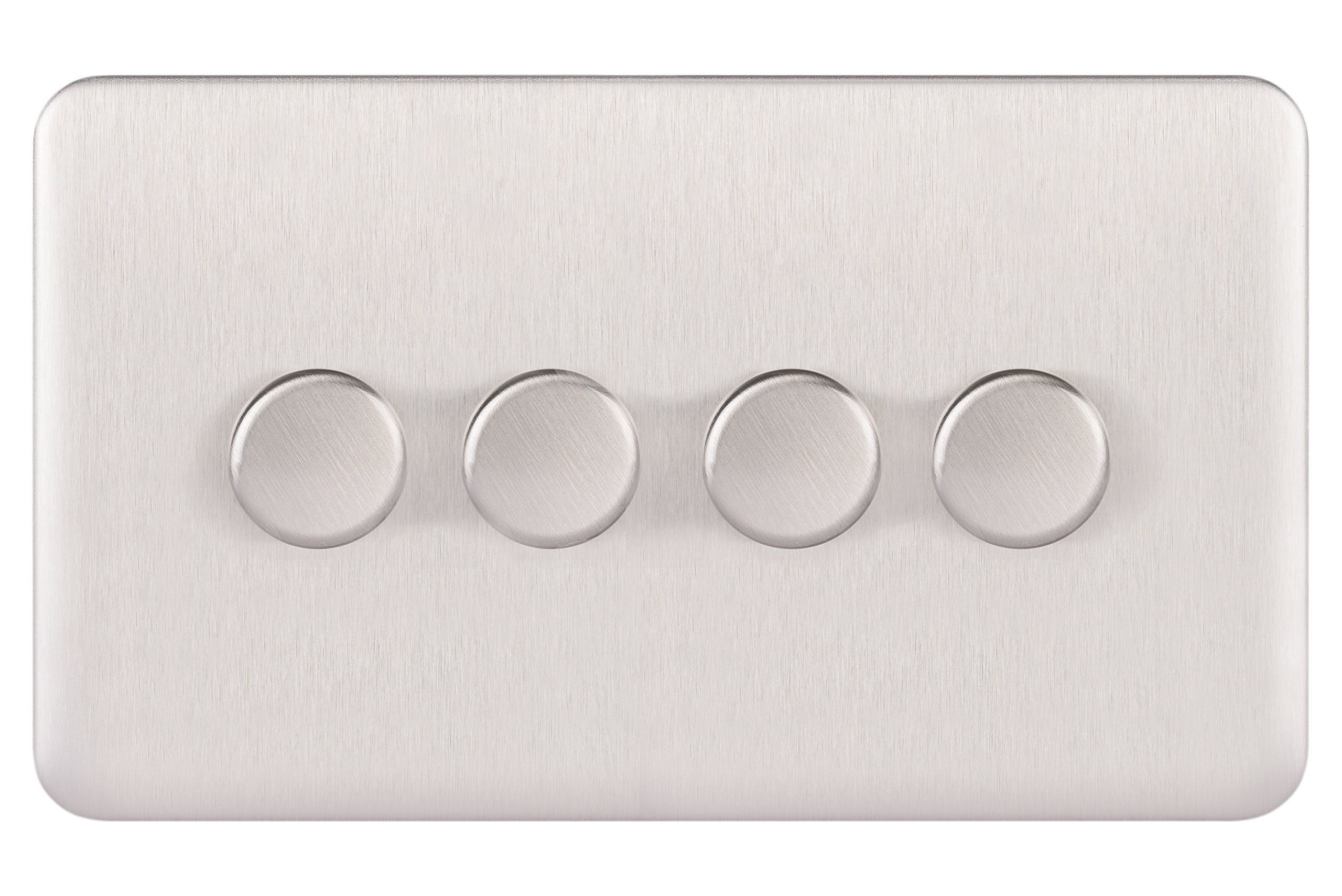 Schneider Electric Lisse Screwless Deco - 4 Gang Universal 2 Way Dimmer Light Switch, 250W/VA, GGBL6042CSSS, Stainless Steel