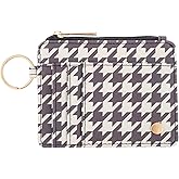 Karma, Womens Card ID Wallet, Small Leather Wallet Coin Purse with Keychain, Slim ID Card Case Holder, Houndstooth