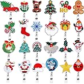24 Pcs Christmas Badge Reels Retractable Clip Cute Santa Claus Gingerbread Snowman Holiday Badge Holders Name ID Card with Alligator Clip Thanksgiving Winter Easter Gifts for Nurses Students