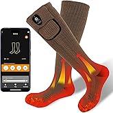 SAVIOR HEAT Heated Socks for Men Women, App Control Merino Wool, 7.4V Rechargeable Electric Battery Ski Socks, Smart Safety 3 Heat Levels for Winter Skiing Hunting Work Hiking Riding Fishing